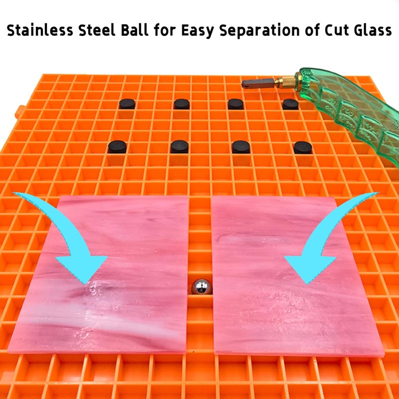 ARTKINGTO Stained Glass Cutting Mat, Solid Bottom Plastic Grid, Orange, 2 Pack - Image 4